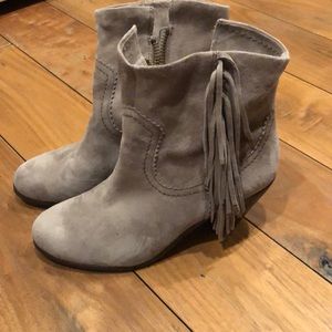 Sam Edelman grey suede bootie with side tassels